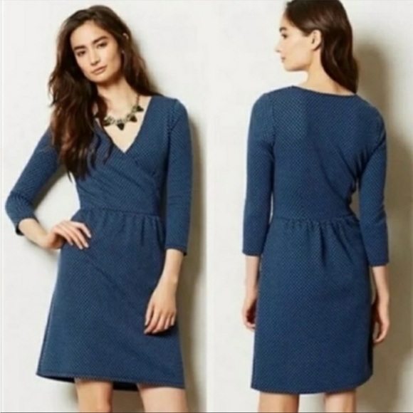 Anthropologie HD in Paris blue polka dot jacquard dress size large (10-12) - Picture 6 of 6